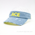 Cappelli da visore da sole lavati da ricamo personalizzato